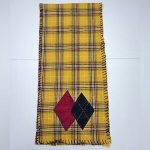 GAP Patchwork Wool Scarf Yellow Plaid One Size Lambswool Blend
